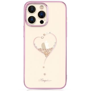 Kingxbar Wish iPhone 14 kemény hátlap tok + kristályok - rózsaszín