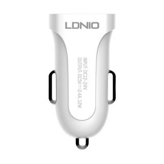 LDNIO DL-C17 autós szivargyújtós töltő 12W (USB-A) + USB-C - USB-A kábel - fehér