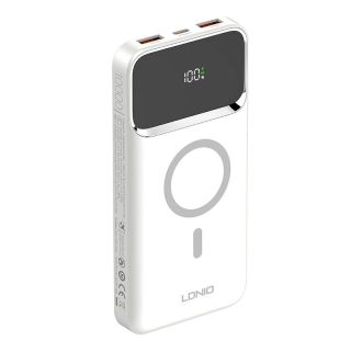 LDNIO PQ12 Powerbank 10000mAh (2xUSB-A + USB-C + MagSafe) 15W - fehér