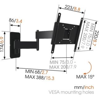Vogel's MA2040 dupla karos fali TV tartó konzol - fekete