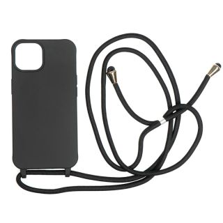 Mobile Origin iPhone 14 szilikon hátlap tok nyakbaakasztóval - fekete