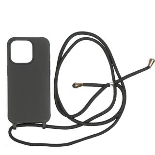 Mobile Origin iPhone 15 Pro szilikon hátlap tok nyakbaakasztóval - fekete