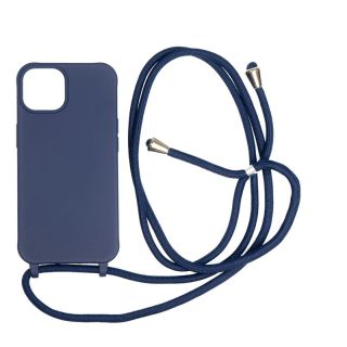 Mobile Origin iPhone 14 szilikon hátlap tok nyakbaakasztóval - kék