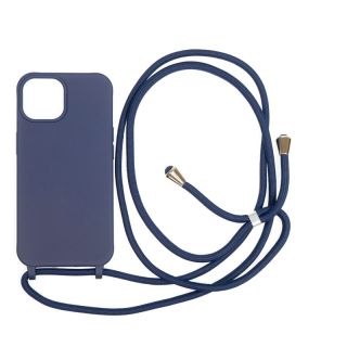 Mobile Origin iPhone 15 szilikon hátlap tok nyakbaakasztóval - kék