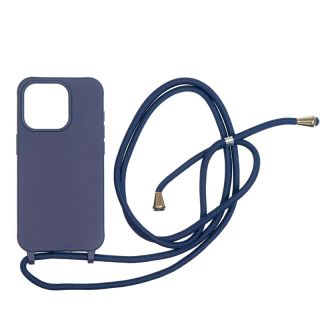 Mobile Origin iPhone 15 Pro szilikon hátlap tok nyakbaakasztóval - kék