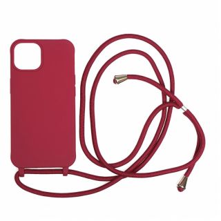 Mobile Origin iPhone 14 szilikon hátlap tok nyakbaakasztóval - piros