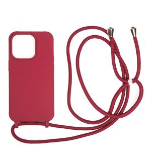 Mobile Origin iPhone 14 Pro szilikon hátlap tok nyakbaakasztóval - piros