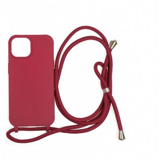 Mobile Origin iPhone 15 szilikon hátlap tok nyakbaakasztóval - piros