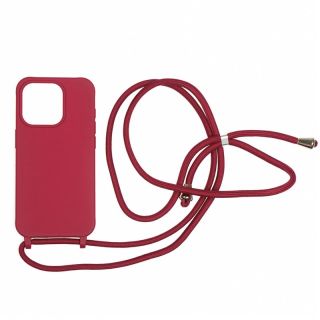 Mobile Origin iPhone 15 Pro szilikon hátlap tok nyakbaakasztóval - piros