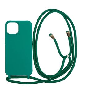 Mobile Origin iPhone 15 szilikon hátlap tok nyakbaakasztóval - zöld