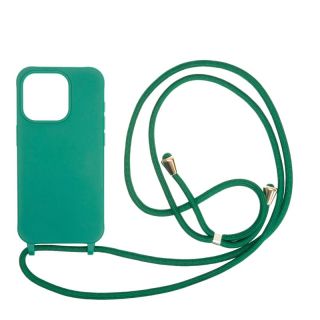Mobile Origin iPhone 15 Pro szilikon hátlap tok nyakbaakasztóval - zöld