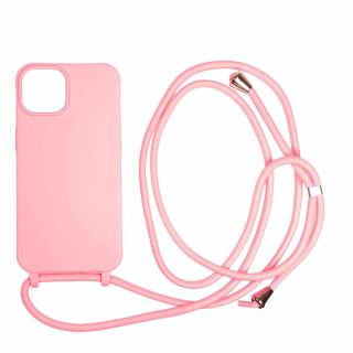 Mobile Origin iPhone 14 szilikon hátlap tok nyakbaakasztóval - rózsaszín