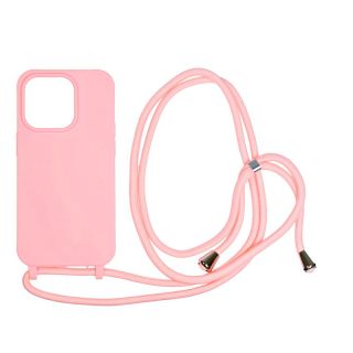 Mobile Origin iPhone 14 Pro szilikon hátlap tok nyakbaakasztóval - rózsaszín