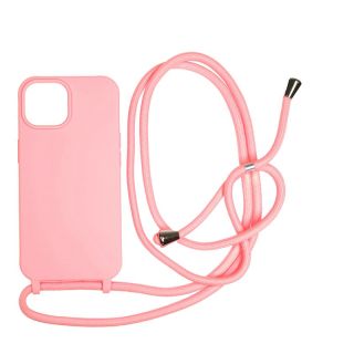 Mobile Origin iPhone 15 szilikon hátlap tok nyakbaakasztóval - rózsaszín
