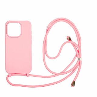 Mobile Origin iPhone 15 Pro szilikon hátlap tok nyakbaakasztóval - rózsaszín