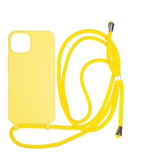 Mobile Origin iPhone 14 szilikon hátlap tok nyakbaakasztóval - sárga