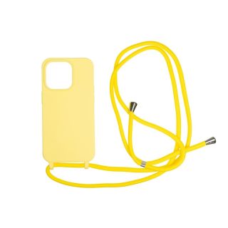 Mobile Origin iPhone 14 Pro szilikon hátlap tok nyakbaakasztóval - sárga