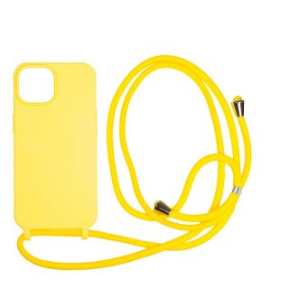Mobile Origin iPhone 15 szilikon hátlap tok nyakbaakasztóval - sárga