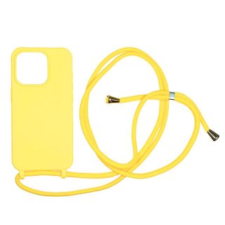 Mobile Origin iPhone 15 Pro szilikon hátlap tok nyakbaakasztóval - sárga