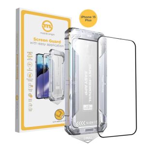 Mobile Origin Yellow iPhone 15 Plus teljes kijelzővédő üveg felhelyezővel