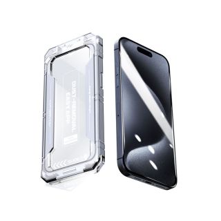 Mobile Origin Yellow iPhone 15 Pro Max teljes kijelzővédő üveg felhelyezővel