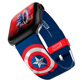 Moby Fox Apple Watch 45/44/42/Ultra 49mm 41/40/38mm és 22mm széles okosóra szilikon szíj - Marvel Amerika Kapitány