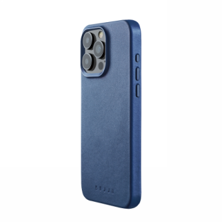 Mujjo MagSafe iPhone 15 Pro Max bőr hátlap tok - kék