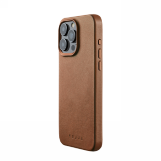 Mujjo MagSafe iPhone 15 Pro Max bőr hátlap tok - barna