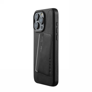 Mujjo Wallet MagSafe iPhone 15 Pro Max bőr hátlap tok kártyatartóval - fekete