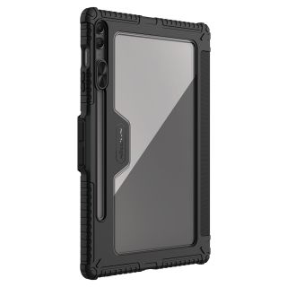 Nillkin Bumper Leather Pro Samsung Galaxy Tab S9 FE+ Plus kinyitható bőr tok kameravédővel és ceruzatartóval - fekete