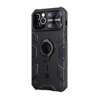 Nillkin CamShield Armor iPhone 12 / 12 Pro kemény hátlap tok kitámasztó gyűrűvel és kameravédővel - fekete