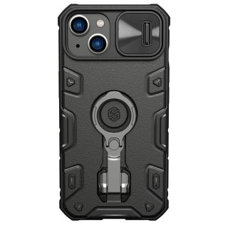 Nillkin CamShield Armor Pro iPhone 14 Plus ütésálló kemény hátlap tok + kameravédő + állvány - fekete