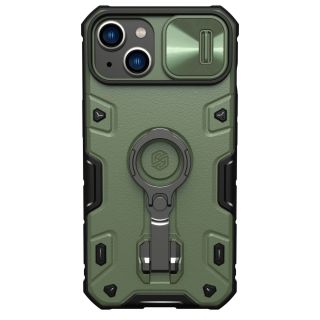 Nillkin CamShield Armor Pro MagSafe iPhone 14 ütésálló kemény hátlap tok + kameravédő + állvány - zöld