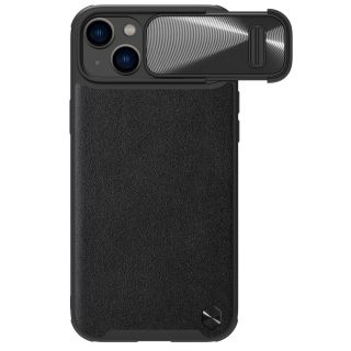 Nillkin CamShield Leather S iPhone 14 bőr hátlap tok + kameravédő - fekete