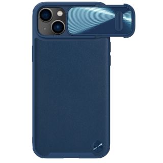 Nillkin CamShield Leather S iPhone 14 bőr hátlap tok + kameravédő - kék