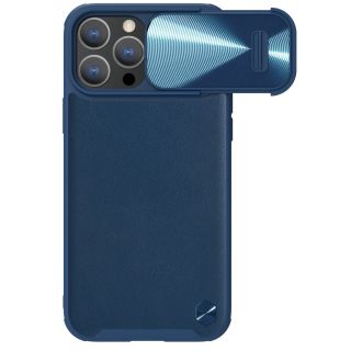 Nillkin CamShield Leather S iPhone 14 Pro bőr hátlap tok + kameravédő - kék