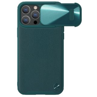Nillkin CamShield Leather S iPhone 14 Pro Max bőr hátlap tok + kameravédő - zöld
