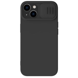 Nillkin CamShield Silky Magnetic MagSafe iPhone 14 Plus / 15 Plus szilikon hátlap tok kameravédővel - fekete