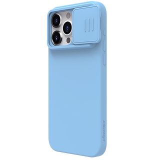 Nillkin Camshield Silky iPhone 15 Pro szilikon hátlap tok kameravédővel - kék