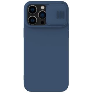 Nillkin CamShield Silky Silicone iPhone 14 Pro szilikon hátlap tok + kameravédő - kék