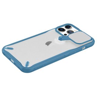 Nillkin Cyclops iPhone 13 Pro ütésálló kemény hátlap tok kameravédővel és állvánnyal - kék