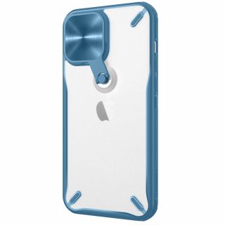 Nillkin Cyclops iPhone 13 Pro Max ütésálló kemény hátlap tok kameravédővel és állvánnyal - kék