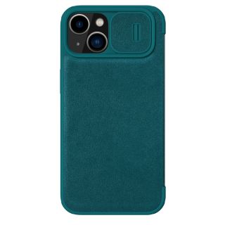 Nillkin Qin Leather Pro iPhone 14 Plus kinyitható bőr tok + kameravédő - zöld