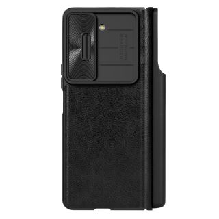 Nillkin Qin Leather Pro Samsung Galaxy Z Fold 5 kinyitható bőr tok kameravédővel - fekete