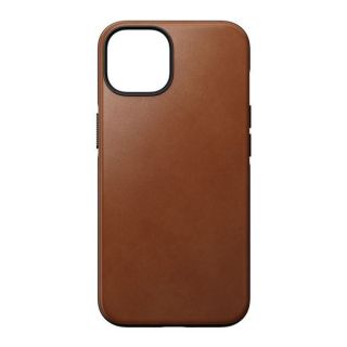 A barna színű, prémium alapanyagból készült Nomad Modern Leather MagSafe iPhone 14 bőr hátlap tok megemelt éleivel megóvja a telefon hátlapi kameráit.