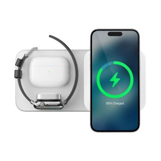 Nomad Base One Max 3in1 MagSafe iPhone + Apple Watch + AirPods Qi vezeték nélküli töltő pad - ezüst