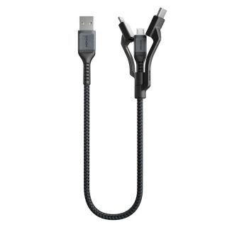 Nomad Kevlar Universal Lightning - USB-C - Micro-USB - USB-A kábel - 0,3 m