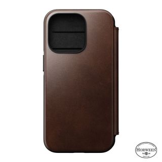 Nomad Leather Folio MagSafe iPhone 14 Pro kinyitható bőr tok - barna