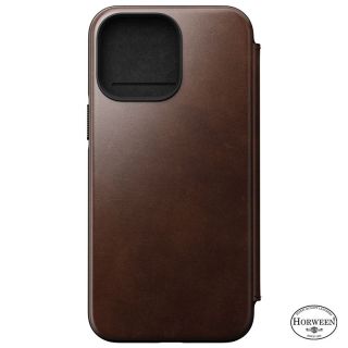 Nomad Leather Folio MagSafe iPhone 14 Pro Max kinyitható bőr tok - barna