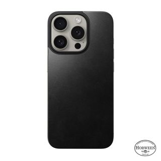 Nomad Horween Leather iPhone 15 Pro mágneses bőr hátlap borítás - fekete